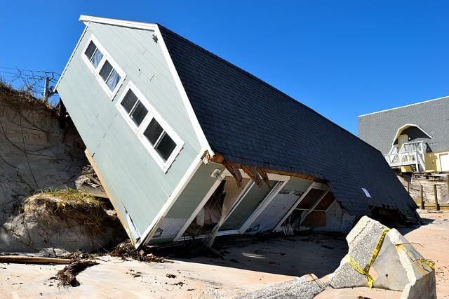 Omgevallen Huis Door Orkaan Door Klimaatverandering